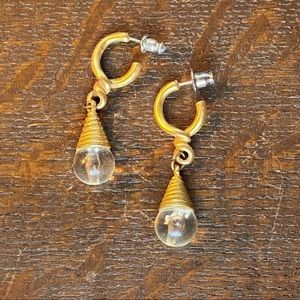2/$20 90s Goldtone drop earrings with glass globe